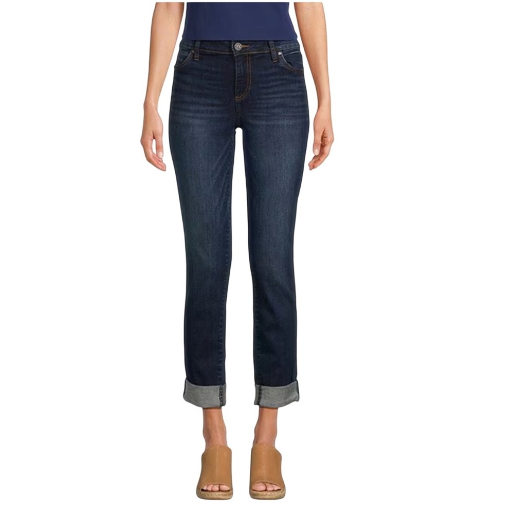 KUT‎ from the Kloth Catherine Boyfriend Jeans Dark Wash Cuffed Denim Size 4